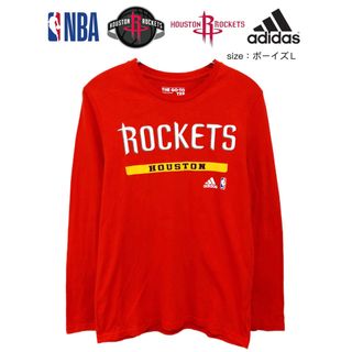 アディダス(adidas)のNBA　ヒューストン・ロケッツ　長袖Tシャツ　ボーイズL　赤　USA古着(Tシャツ/カットソー)