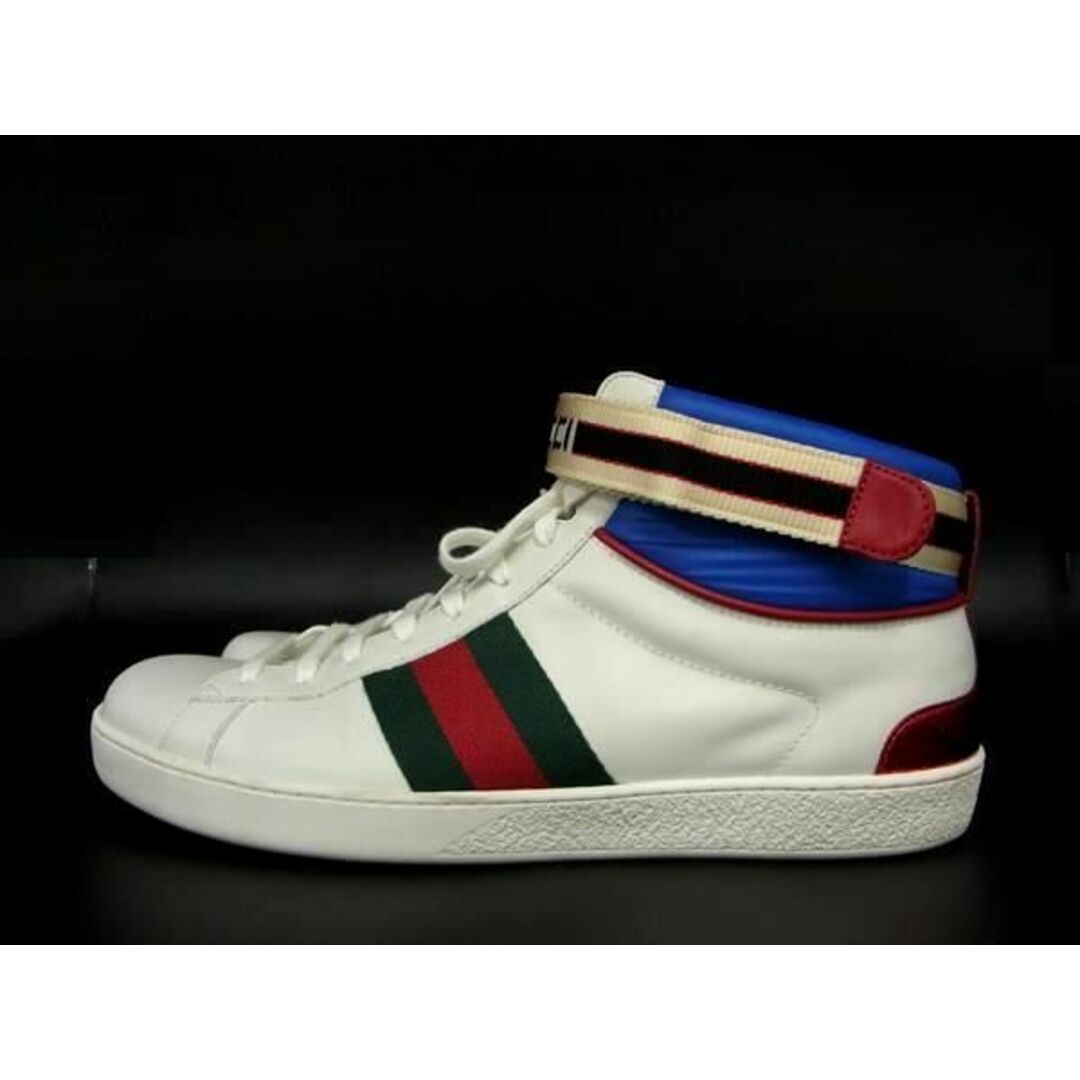 Gucci(グッチ)の■極美品■ GUCCI グッチ 523472 シェリーライン レザー ハイカットスニーカー 表記サイズ 10 (約29.0cm) 靴 シューズ ホワイト系 AU5063 メンズの靴/シューズ(スニーカー)の商品写真