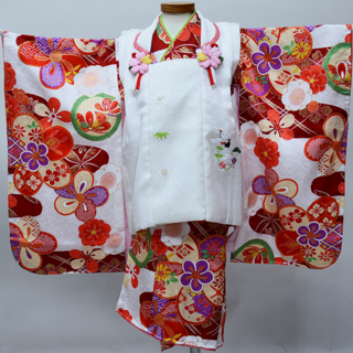 七五三 三歳 女児 被布着物セット 正絹 日本製 大正浪漫 NO40600(和服/着物)