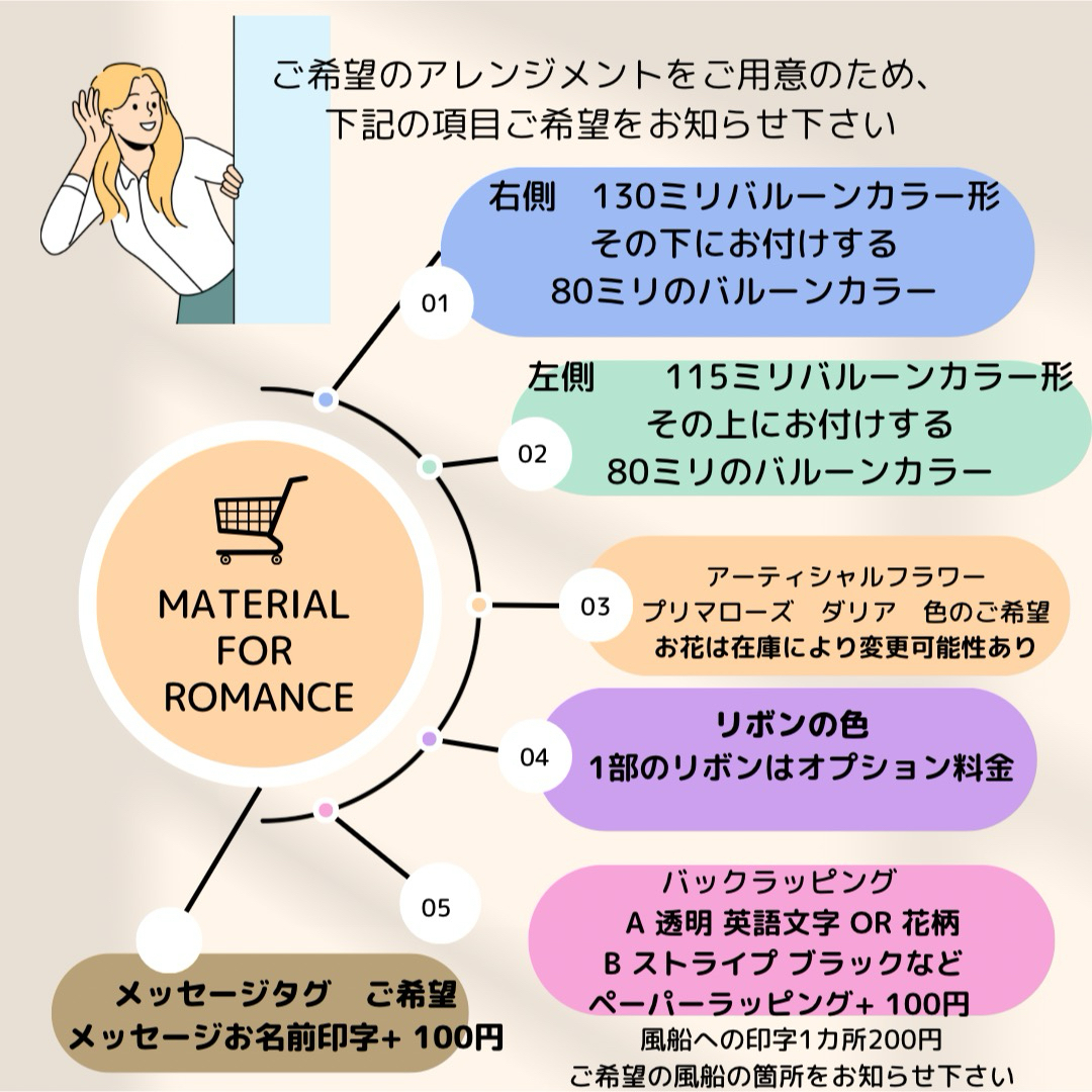 　バルーンアレンジ　風船花束Romance ᐢ.ˬ.ᐢ ♡イエロー　黄色 ハンドメイドのフラワー/ガーデン(その他)の商品写真