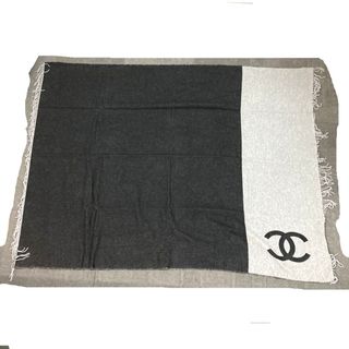 シャネル(CHANEL)のシャネル CHANEL CC ココマーク G19 バイカラー インテリア フリンジ ひざかけ 毛布 ブランケット ウール/カシミヤ ブラック 未使用(その他)