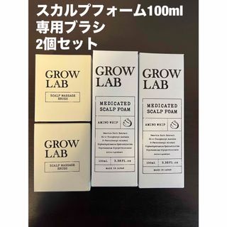 エヌオーガニック(N organic)のGROW LAB メディケイテッドスカルプフォーム 100ml ×2本　ブラシ付(スカルプケア)