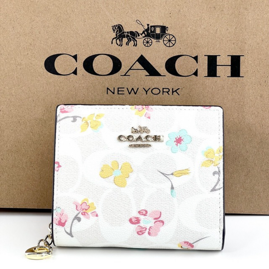 COACH(コーチ)の新品 コーチ COACH 財布 二つ折り レディース チョークマルチ ホワイト レディースのファッション小物(財布)の商品写真