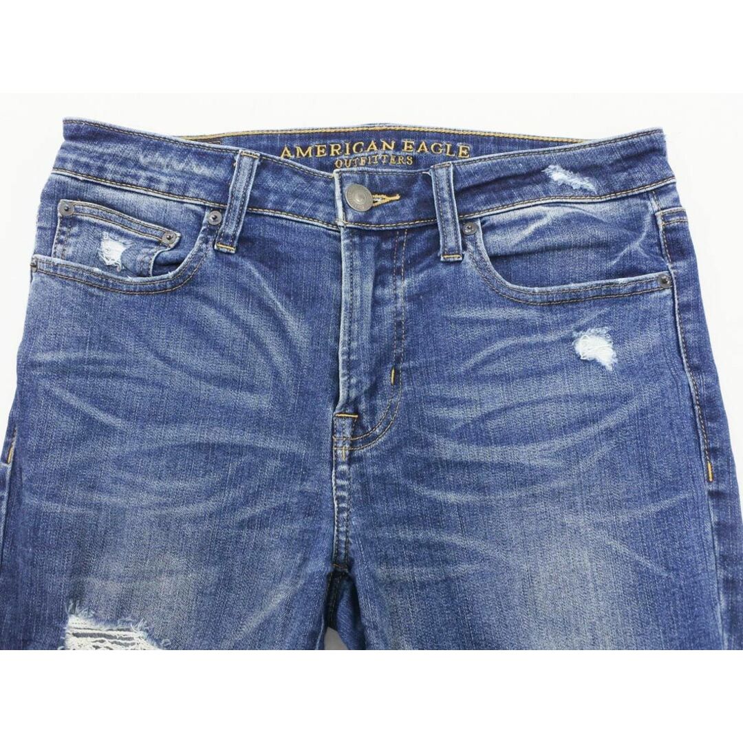 American Eagle(アメリカンイーグル)のAMERICAN EAGLE アメリカンイーグル カットオフ クラッシュ デニムパンツ size30/紺 ■■ レディース レディースのパンツ(デニム/ジーンズ)の商品写真