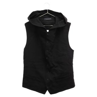 Yohji Yamamoto - REGULATION Yohji Yamamoto MEN レギュレーションヨウジヤマモトメン 21SS WOOL GABARDINE HOODED WAISTCOAT HD-V01-140 ウールリーブフーデッドコート ベスト ブラック