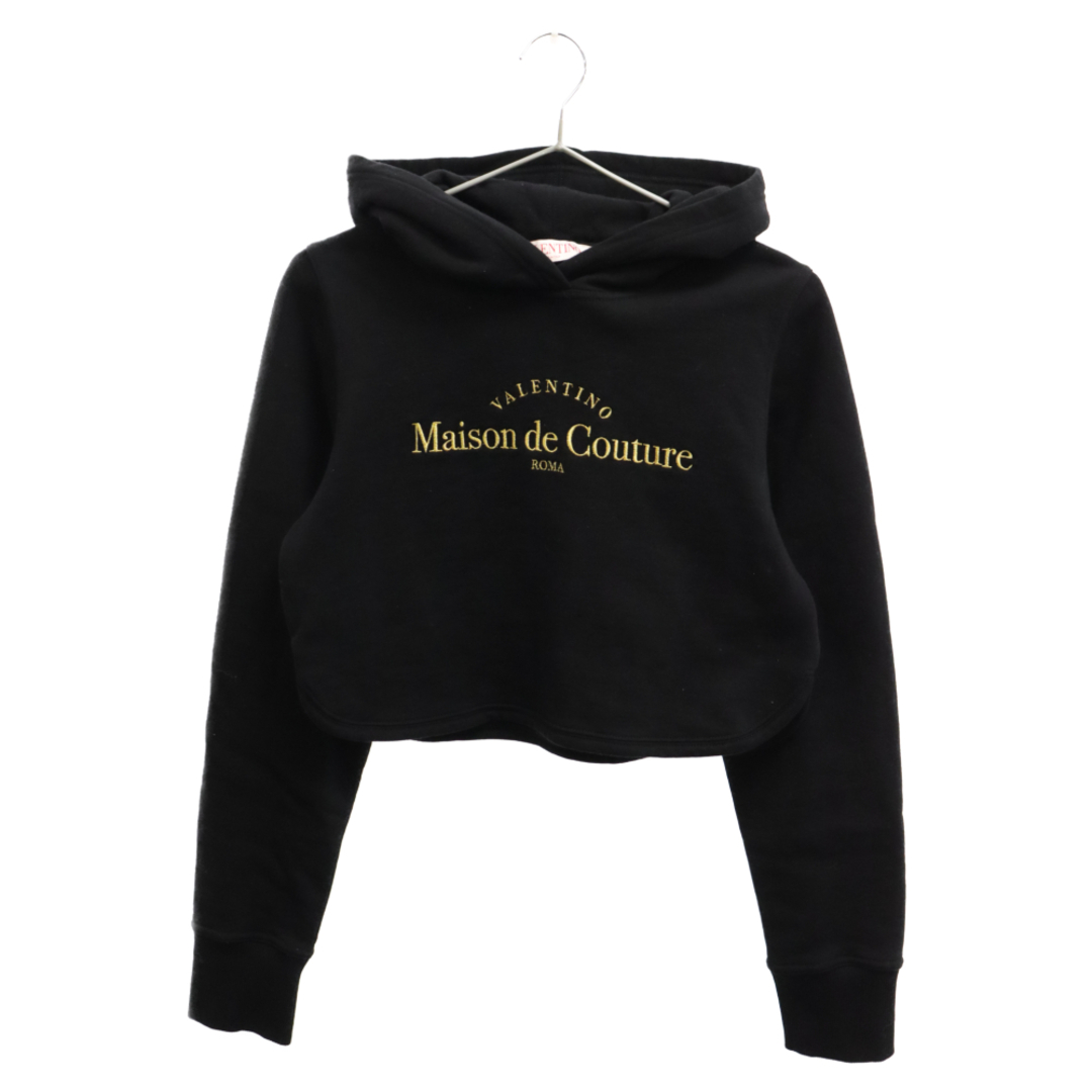 VALENTINO ヴァレンチノ 23SS Maison de Couture Cropped Hoodie ロゴ刺繍 クロップドスウェットパーカー ブラック 2B3MF20F7NB45センチ肩幅