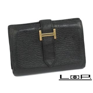 エルメス(Hermes)の■中古■　エルメス ベアン ミニ 財布 シェーブル ブラック PG Y刻 【85710】(財布)