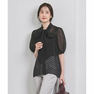 ユナイテッドアローズ(UNITED ARROWS)の【BLACK】カットジャカード オーガンジー リボン ブラウス(その他)