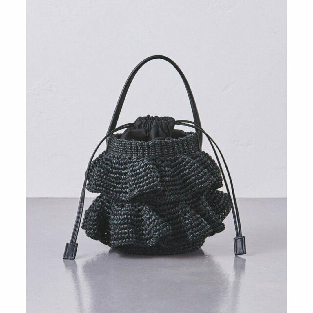 UNITED ARROWS(ユナイテッドアローズ)の【BLACK】COMBI ABACA フリル バスケットバッグ レディースのバッグ(かごバッグ/ストローバッグ)の商品写真