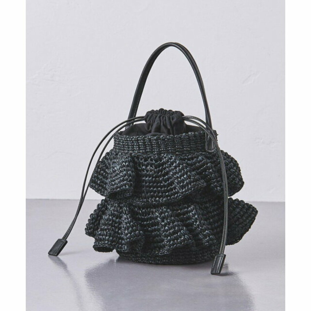 UNITED ARROWS(ユナイテッドアローズ)の【BLACK】COMBI ABACA フリル バスケットバッグ レディースのバッグ(かごバッグ/ストローバッグ)の商品写真