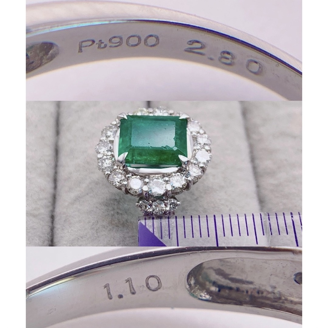 天然 エメラルド 2.80ct ダイヤモンド 11号 リング ゴージャス レディースのアクセサリー(リング(指輪))の商品写真
