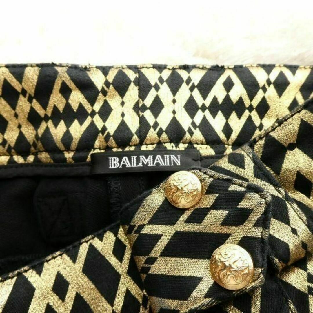 BALMAIN(バルマン)の良品 綺麗 BALMAIN ジオメトリック ストレッチ テーパード パンツ レディースのパンツ(カジュアルパンツ)の商品写真