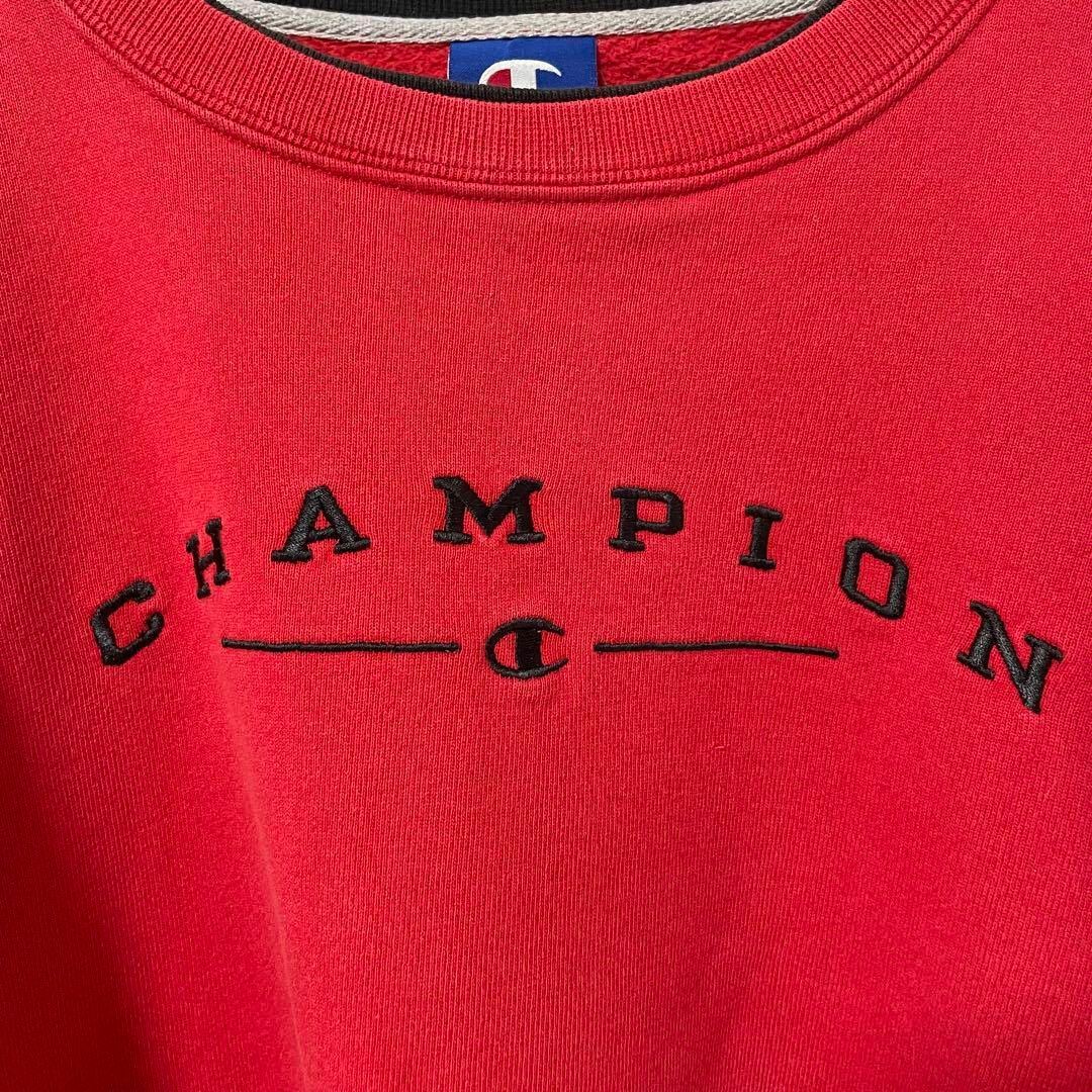 Champion(チャンピオン)のビッグシルエット チャンピオン スウェット 赤 刺繍ロゴ ゆるだぼ 太アーム メンズのトップス(スウェット)の商品写真