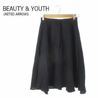 ビューティアンドユースユナイテッドアローズ(BEAUTY&YOUTH UNITED ARROWS)のB&Y フレアスカート サーキュラー リネン S 紺 210326IK3A(ロングスカート)