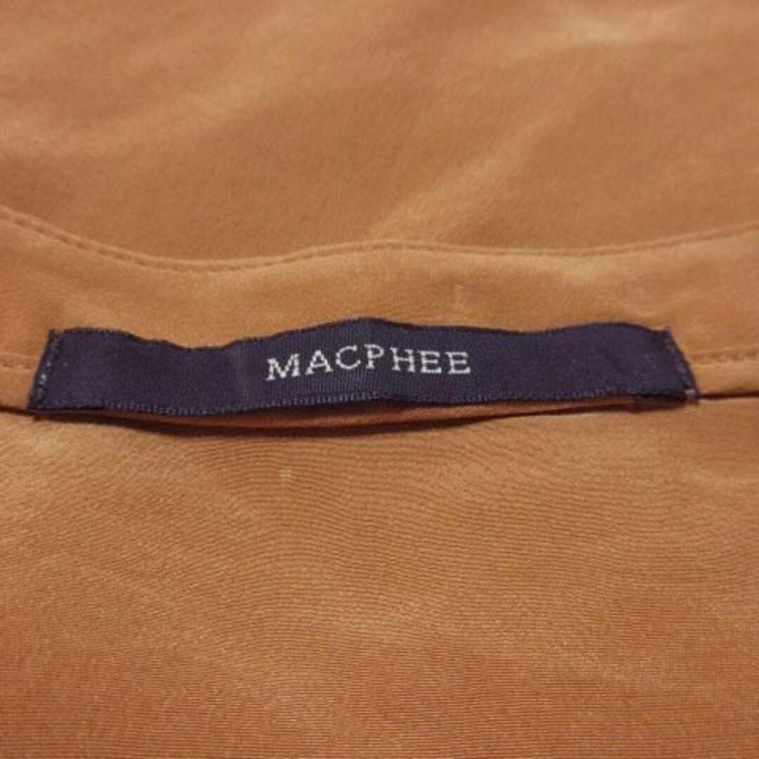 MACPHEE(マカフィー)のマカフィー 半袖カットソー 光沢感 シルク 38 茶 210326MN1A レディースのトップス(Tシャツ(半袖/袖なし))の商品写真