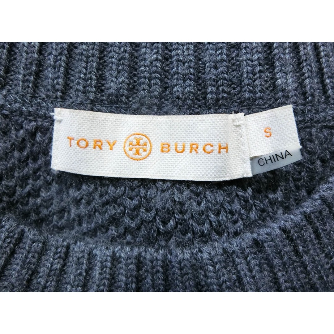 Tory Burch(トリーバーチ)のTORY BURCH トリーバーチ　ブルーグレーのウールニットの長袖セーター S レディースのトップス(ニット/セーター)の商品写真