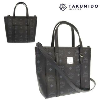 エムシーエム(MCM)のエムシーエム 2WAY トップジップ ショッパー ショルダーバッグ ミニ 中古 ヴィセトス ブラック  レザー MCM 【中古】 | ハンドバッグ 黒 シンプル ファッション バック ブランド カバン SAランク(ハンドバッグ)