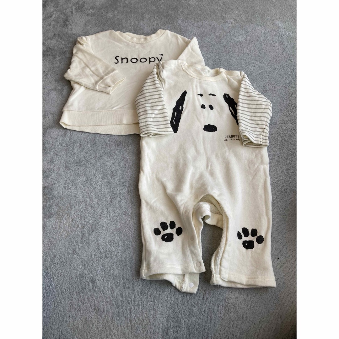 SNOOPY(スヌーピー)のスヌーピーお揃い兄弟美品 キッズ/ベビー/マタニティのベビー服(~85cm)(ロンパース)の商品写真