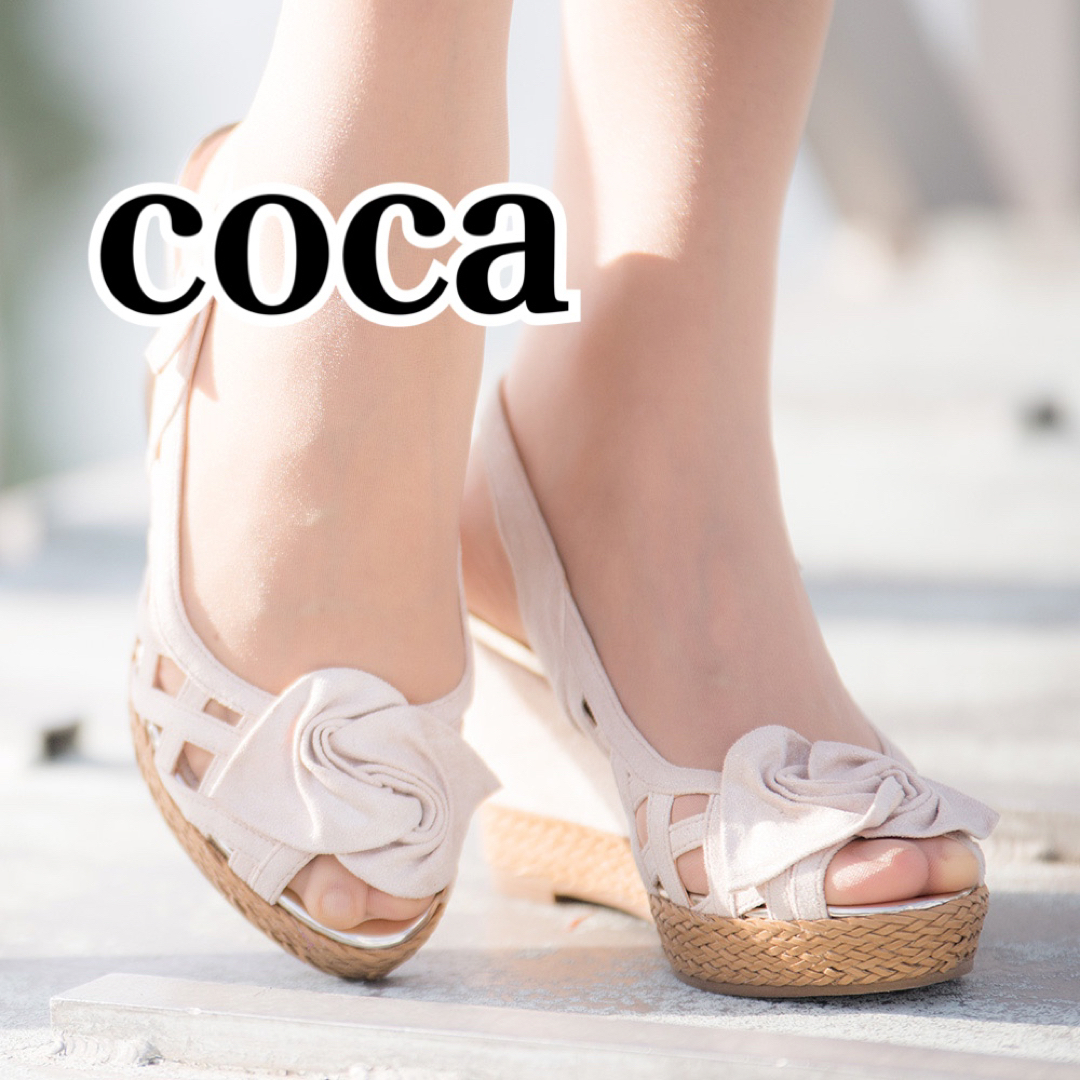 coca(コカ)の119015 アウトレット コカ レーザーカット小花柄  ウエッジソールサンダル レディースの靴/シューズ(サンダル)の商品写真