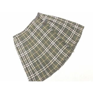 バーバリーブルーレーベル(BURBERRY BLUE LABEL)のバーバリーブルーレーベル ウール100% チェック 巻き ラップ スカート size36/カーキ ◇■ レディース(ミニスカート)