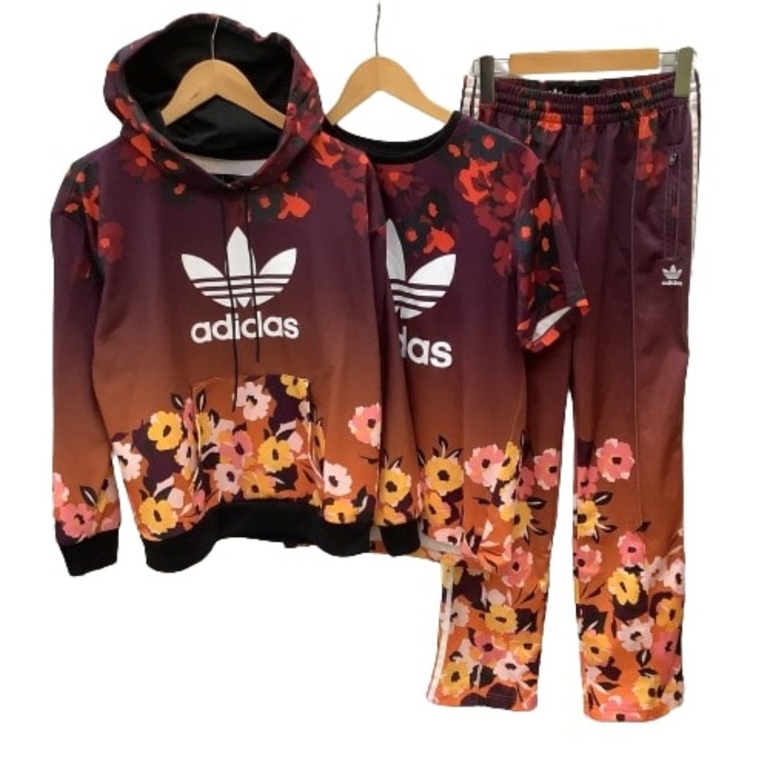 adidas(アディダス)の♪♪adida アディダス レディース スウェット Tシャツ セットアップ 3点セット SIZE XS ブラウン×ワインレッド レディースのレディース その他(セット/コーデ)の商品写真