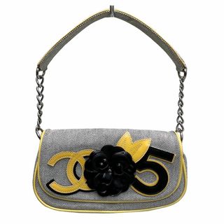 シャネル(CHANEL)のCHANEL シャネル ワンショルダー ショルダーバッグ キャンバス カメリア NO.5 チェーン グレイ シルバー金具 レディース(ショルダーバッグ)