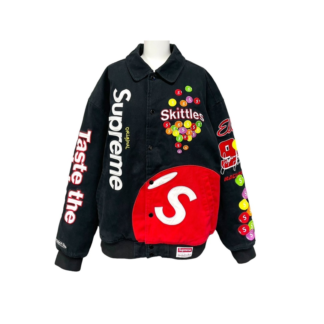 Supreme シュプリーム × Mitchell&Ness ミッチェルアンドネス コラボ スキットルズバーシティジャケット ブラック 美品  59583約56cm着丈