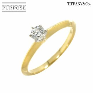 ティファニー(Tiffany & Co.)のティファニー TIFFANY&Co. ソリティア ダイヤ 0.21ct E/VS1/3EX 10号 リング K18 YG 750 Pt プラチナ 指輪【鑑定書】VLP 90213915(リング(指輪))