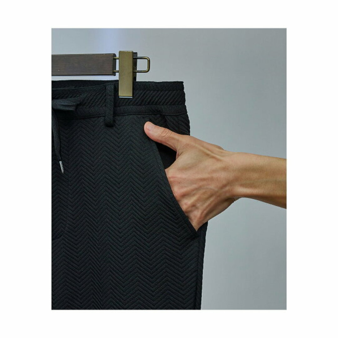 ABAHOUSE(アバハウス)の【ブラック】【46】【セットアップ対応】フクレジャガード へリンボン柄 スラックス メンズのパンツ(その他)の商品写真
