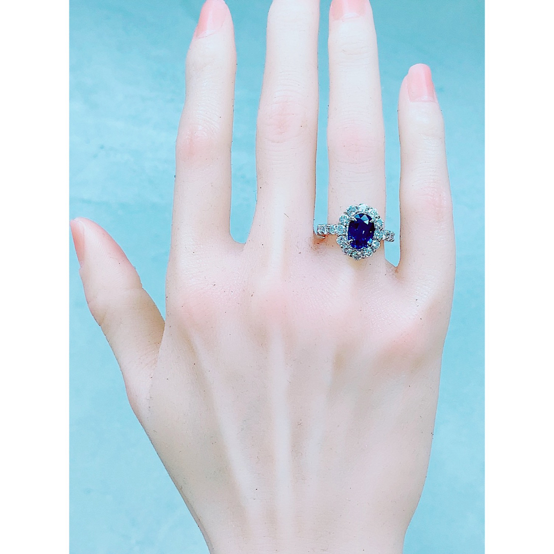 ★3.14ct★スリランカ産✨サファイア1.5ctダイヤモンドプラチナリング指輪 レディースのアクセサリー(リング(指輪))の商品写真