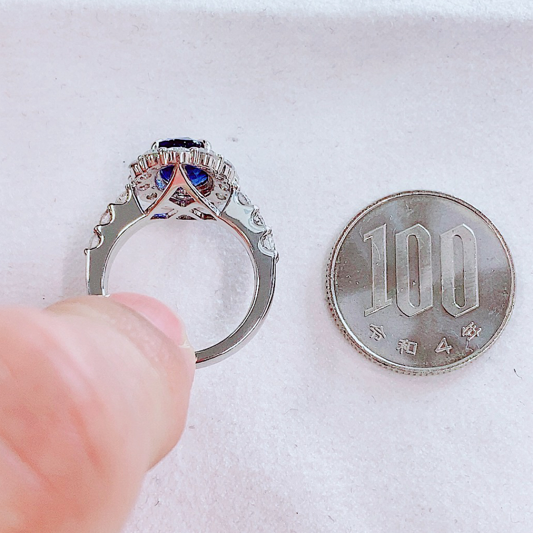 ★3.14ct★スリランカ産✨サファイア1.5ctダイヤモンドプラチナリング指輪 レディースのアクセサリー(リング(指輪))の商品写真