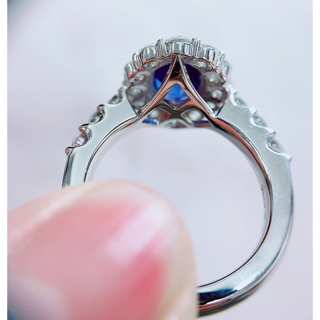 ★3.14ct★スリランカ産✨サファイア1.5ctダイヤモンドプラチナリング指輪 レディースのアクセサリー(リング(指輪))の商品写真