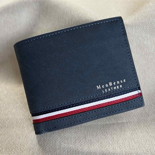 新品   財布  二つ折り  メンズウォレット  ネイビー  折財布(折り財布)