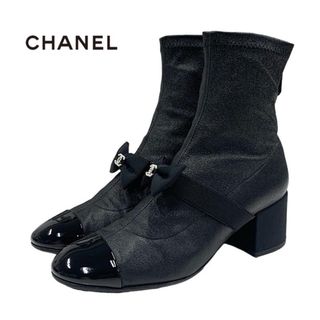 CHANEL ショートブーツ　シャネル　ココマーク　リボン