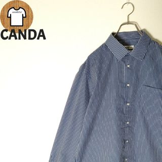 【CANDA ストライプ柄シャツ L 海外古着 レギュラーフィット A650】(シャツ)