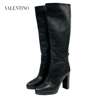 ヴァレンティノ(VALENTINO)のヴァレンティノ VALENTINO ブーツ ロングブーツ 靴 シューズ ロックスタッズ レザー ブラック 黒(ブーツ)