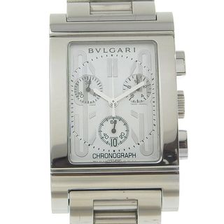 ブルガリ(BVLGARI)の【BVLGARI】ブルガリ レッタンゴロ RTC49S ステンレススチール クオーツ クロノグラフ メンズ 白文字盤 腕時計(腕時計(アナログ))