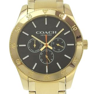 コーチ(COACH)の【COACH】コーチ デイデイト CA133.2.95.1754 金メッキ クオーツ 多針アナログ表示 メンズ 黒文字盤 腕時計(腕時計(アナログ))