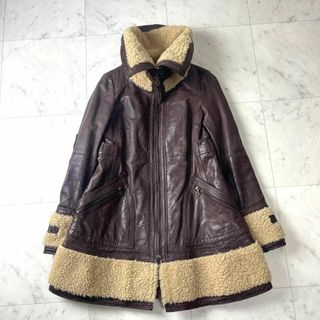 BURBERRY BLUE LABEL - バーバリーブルーレーベル 38 ラムレザー ラム毛皮 コート 本革 ブラウン