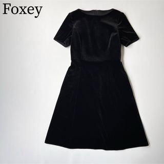 フォクシーニューヨーク(FOXEY NEW YORK)の美品　VELOUR NOIR FOXEY フォクシー　ベロアワンピース　ドレス(ひざ丈ワンピース)