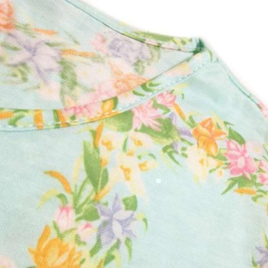 ローレル 半袖カットソー 花柄 総柄 42 緑 211028AO19A レディースのトップス(シャツ/ブラウス(半袖/袖なし))の商品写真