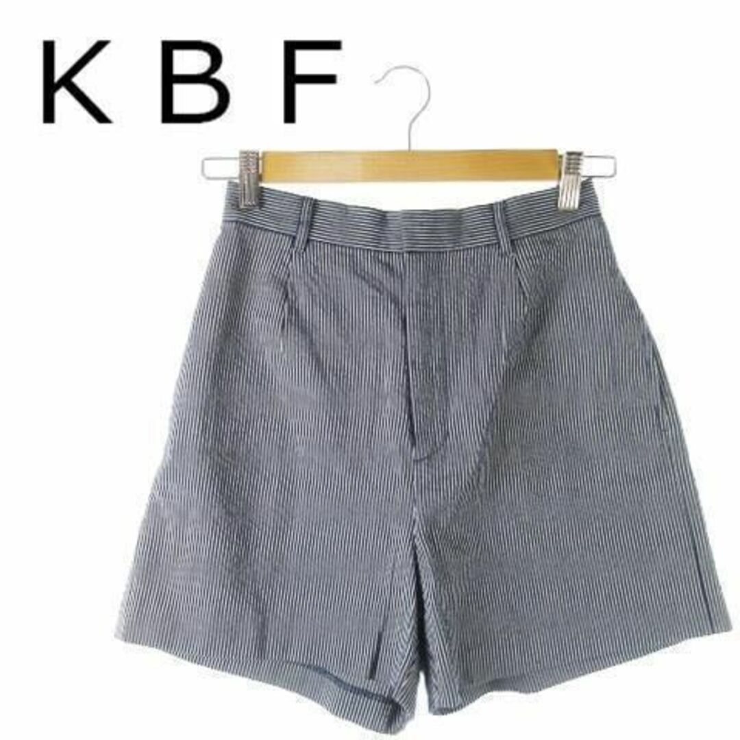 KBF(ケービーエフ)のKBF ショートパンツ ストライプ ONE 紺 ネイビー 211115AO7A レディースのパンツ(ショートパンツ)の商品写真