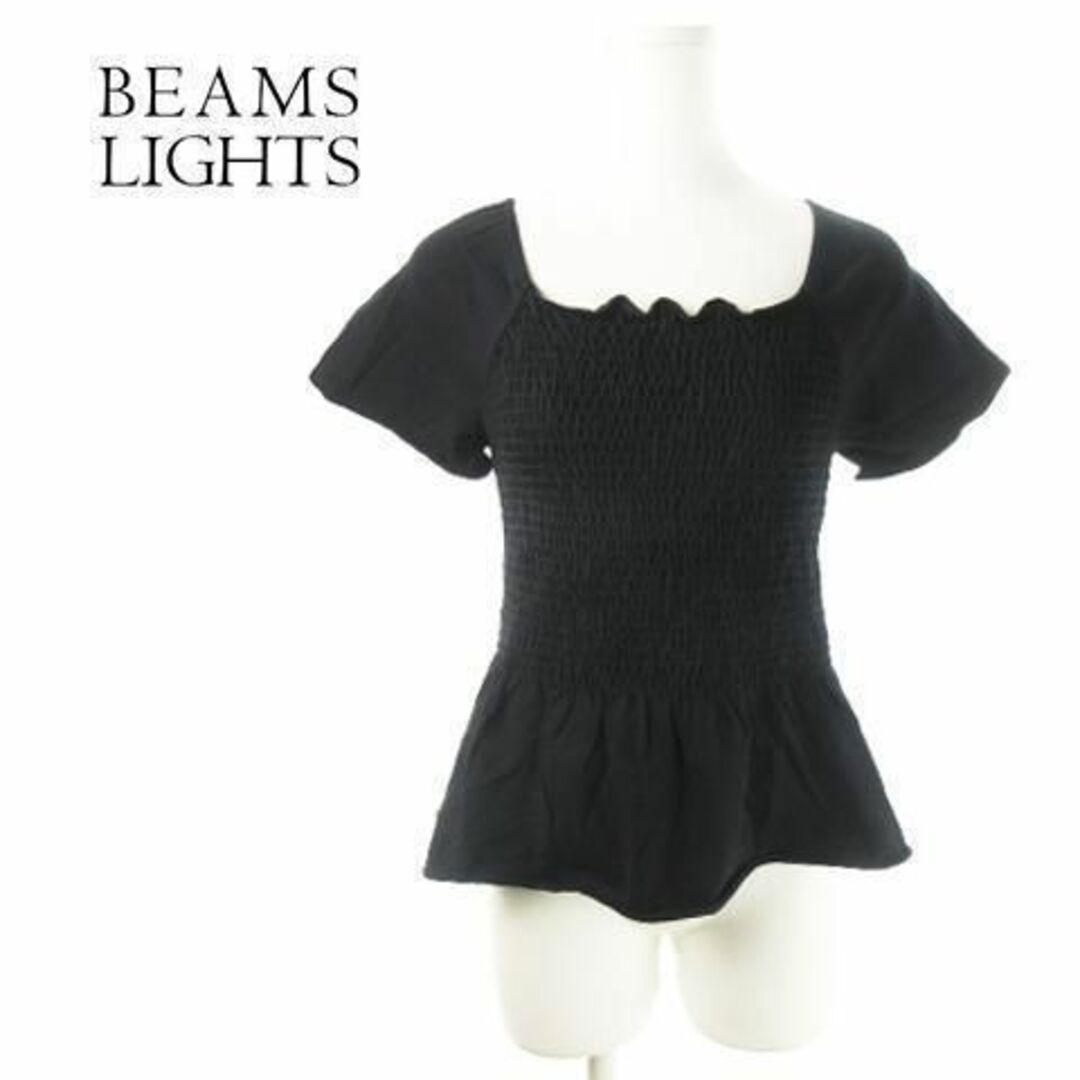 BEAMS LIGHTS(ビームスライツ)のビームスライツ カットソー 半袖 ギャザーゴム 38 黒 210508MN14A レディースのトップス(カットソー(半袖/袖なし))の商品写真