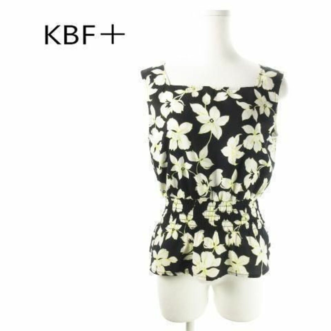 KBF+(ケービーエフプラス)のKBF+ ブラウス ノースリーブ 花柄 One 黒 210508MN16A レディースのトップス(シャツ/ブラウス(半袖/袖なし))の商品写真