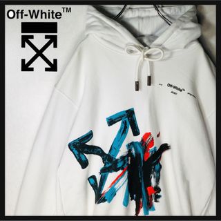 オフホワイト(OFF-WHITE)の【即完売モデル】オフホワイト クロスアロー グラフィティーロゴ パーカー 白(パーカー)