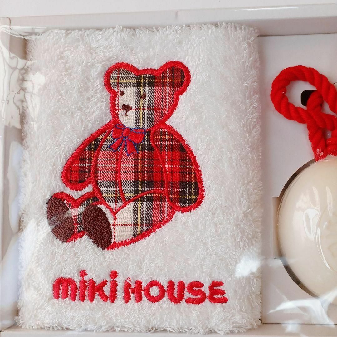 mikihouse(ミキハウス)の【未使用品❤️】Miki house フェイスタオル＆ソープギフトクマアップリケ インテリア/住まい/日用品の日用品/生活雑貨/旅行(タオル/バス用品)の商品写真