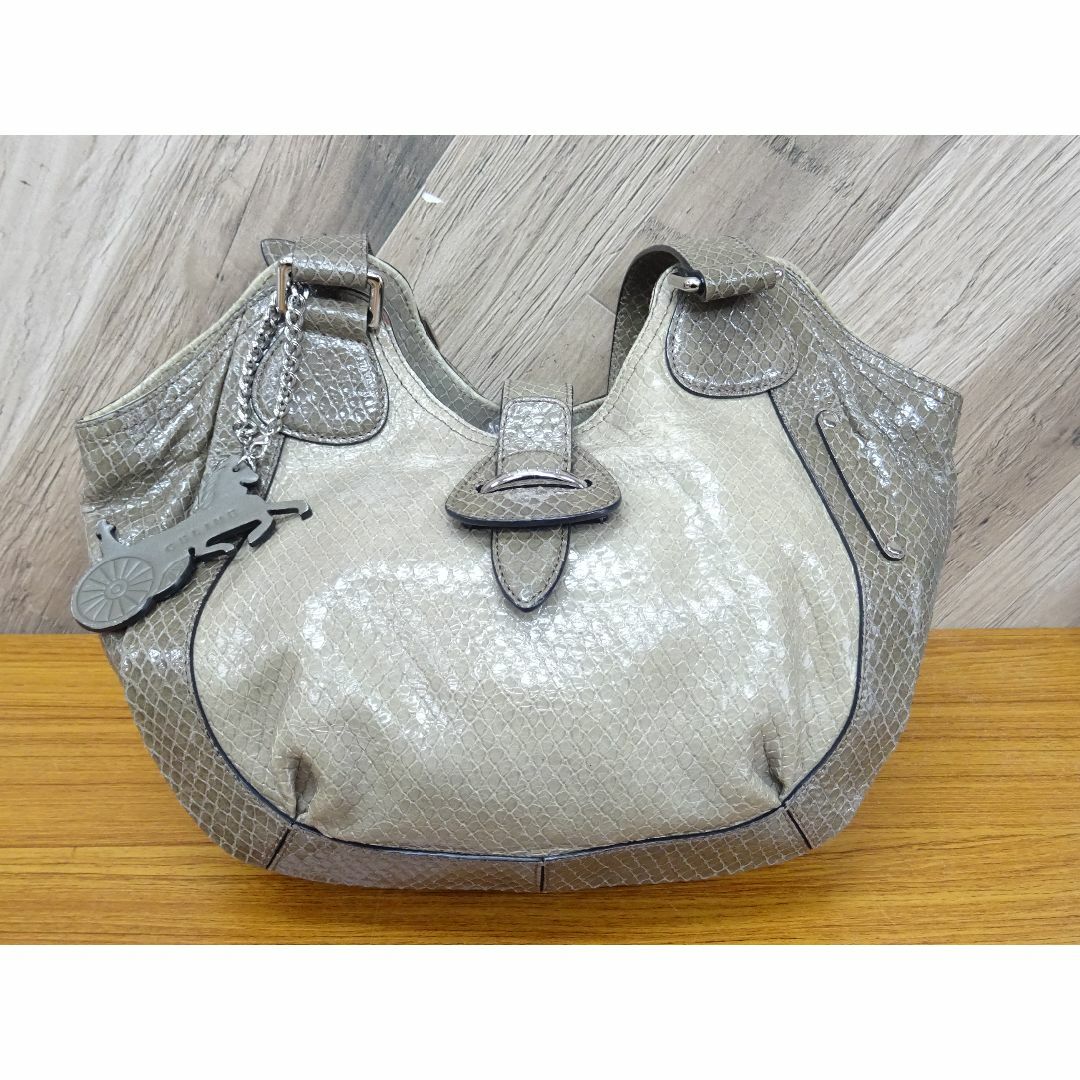 CELINE - K名027/ CELINE セリーヌ パイソン型押 レザー ハンドバッグ