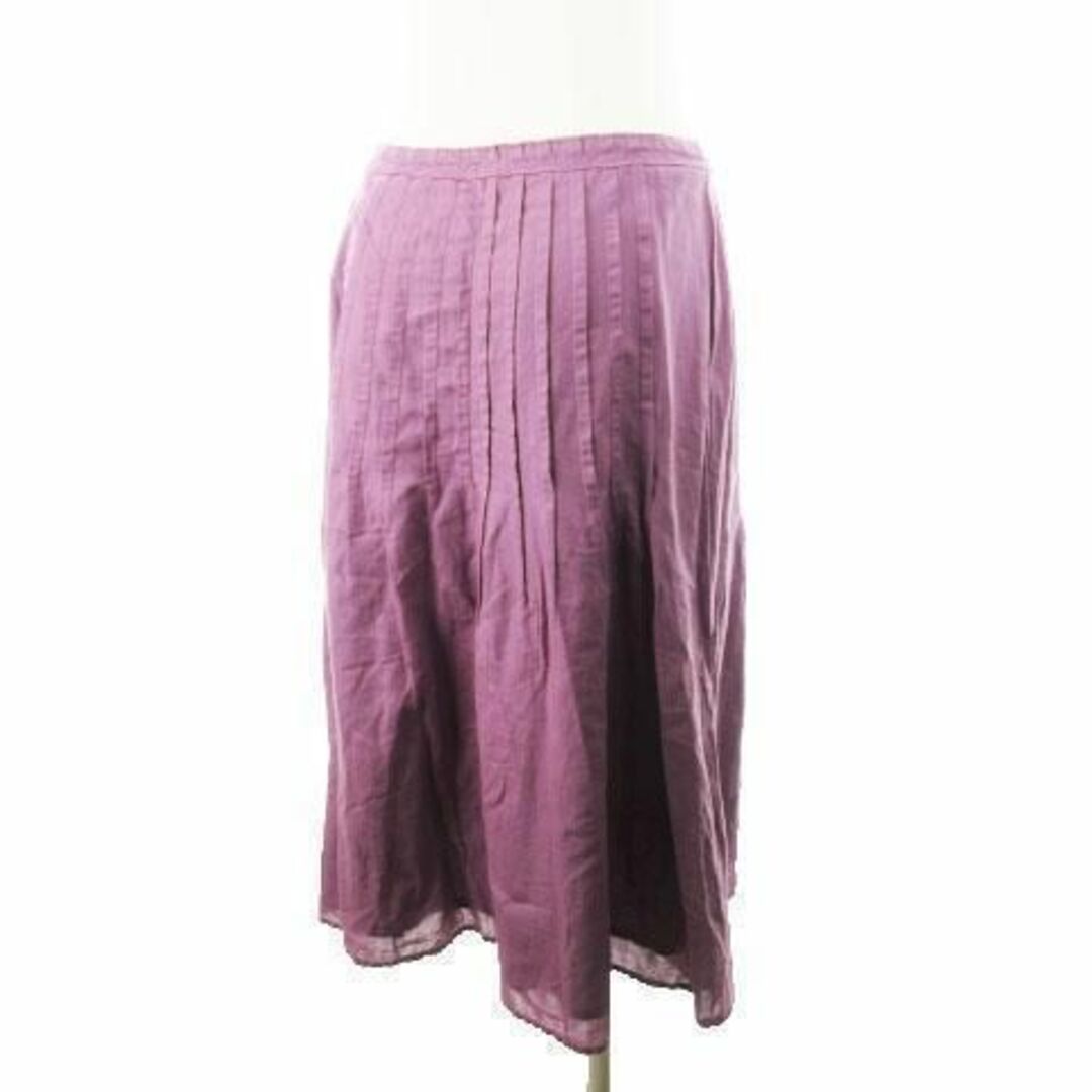 エタミンヌ スカート ひざ丈 ピンタック 麻混 紫 220423AH14A レディースのスカート(ひざ丈スカート)の商品写真