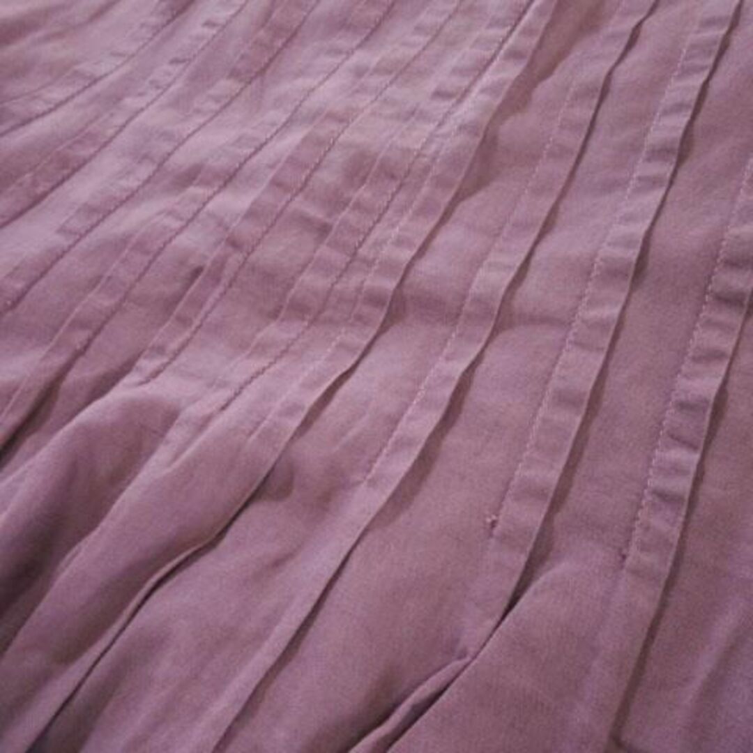 エタミンヌ スカート ひざ丈 ピンタック 麻混 紫 220423AH14A レディースのスカート(ひざ丈スカート)の商品写真