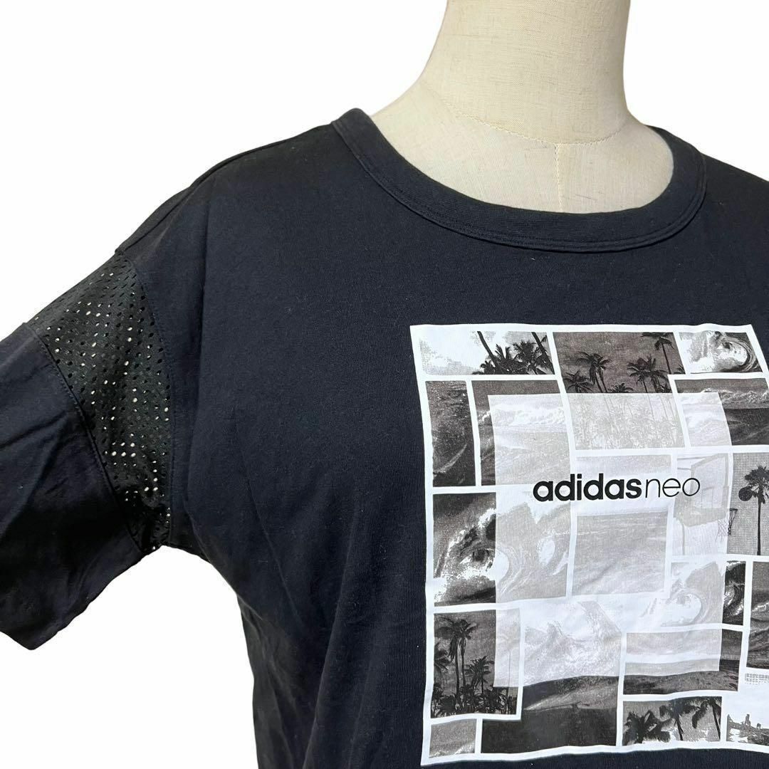 adidas(アディダス)のadidas アディダス 美品 半袖Tシャツ 黒 全面プリント プルオーバー レディースのトップス(Tシャツ(半袖/袖なし))の商品写真